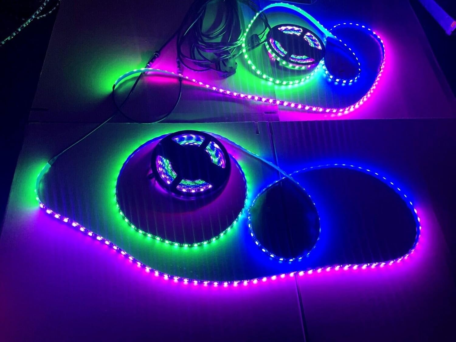 4PCS 4FT Black Out Full Tinted Smoked RGB Dream Color CHASING LED Light Strips - IP65 Waterproof, Bluetooth Remote, for Polaris Slingshot, Car/Truck/Golf Cart/Motorcycle, Lights for Slingshot