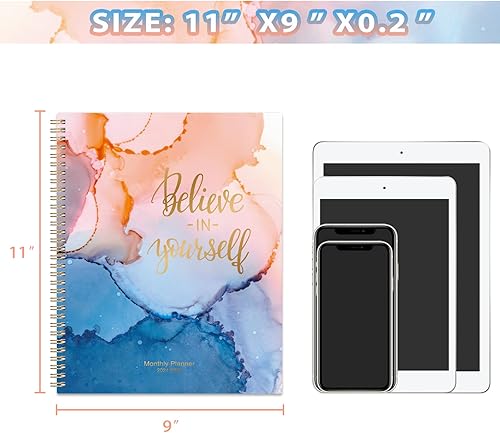 Miniatura 5 de Makapoo - Agenda mensual 2024-2025, con pestañas y bolsillo, de julio 2024 a diciembre 2025, 9 x 11 pulgadas, diseño de borrón