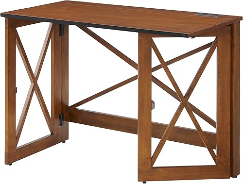Miniatura 7 de MECO Stakmore - Escritorio plegable y versátil de 110 voltios con tomas integradas para oficina en casa, estudio o sala de estar, madera de fruta
