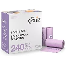 Pet Genie, Dog Poop Bags Rolls Scented, Extra Strong & Leak-Proof for Dogs, Lavender Scented, Easy Tear Pet Waste Bags, Made from 65% Recycled Plastic, 16 Rolls 240 Count