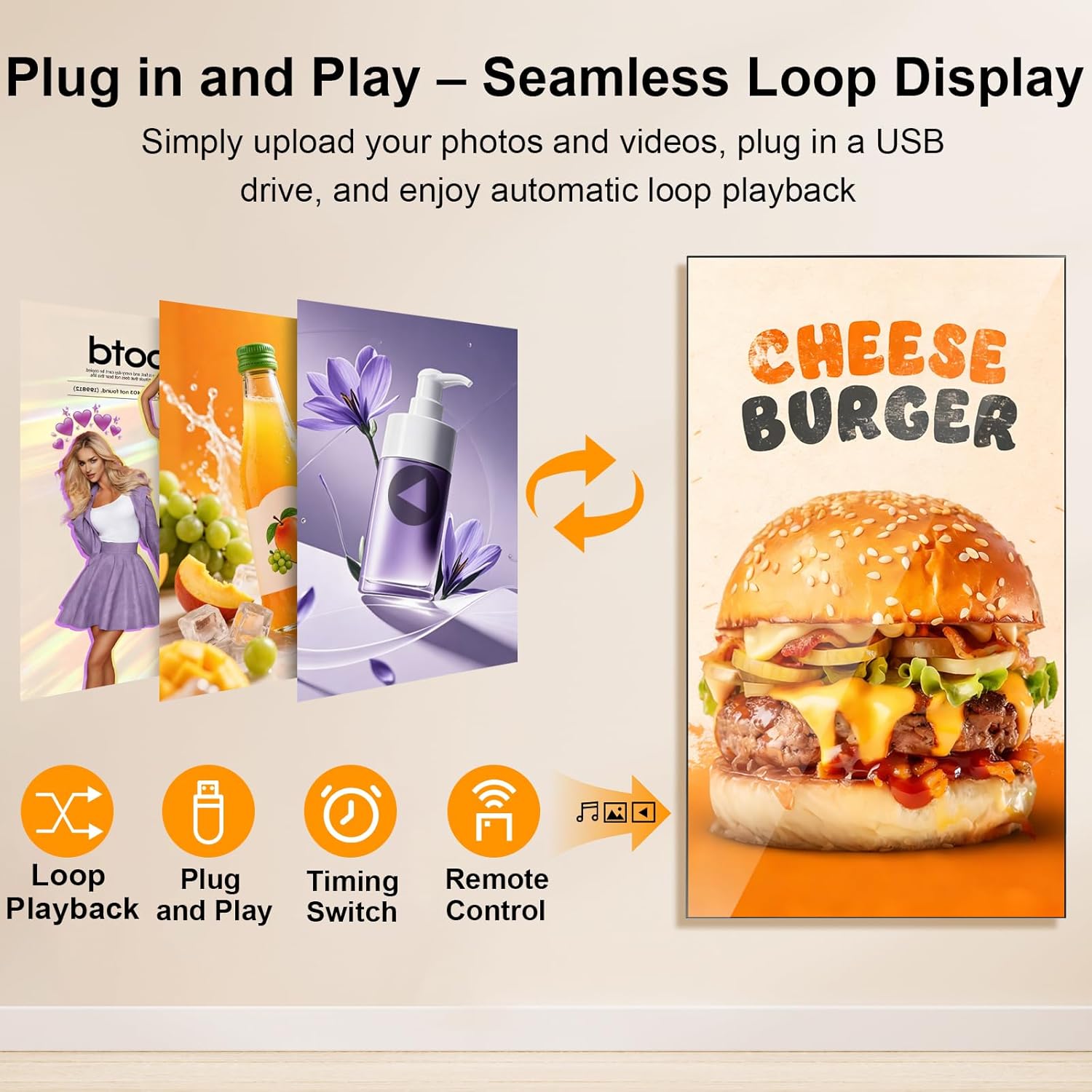 32 Inch Wall Mount Digital Signage, 700nits High Brightness Slim Frameless Advertising Display, Commerical Display LCD Monitor with CMS/U-Disk Plug&Play, Split Screen, 7/24 Timer switch, Android 11OS