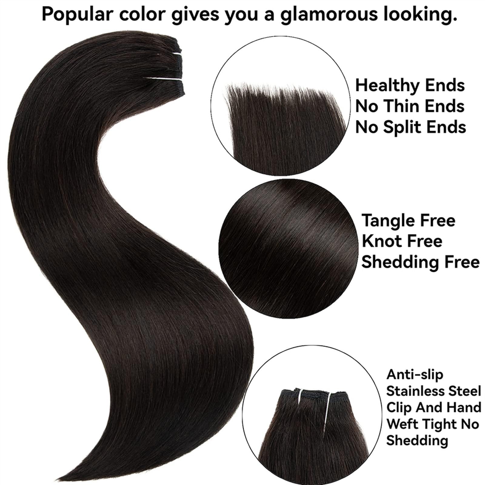 Clip nelle estensioni dei capelli 12-26 pollici Fermaglio for capelli nelle estensioni dei capelli Capelli veri Grado di doppia trama Nessun groviglio Nessuna perdita Capelli umani Remy 1 pz 5 fermagl