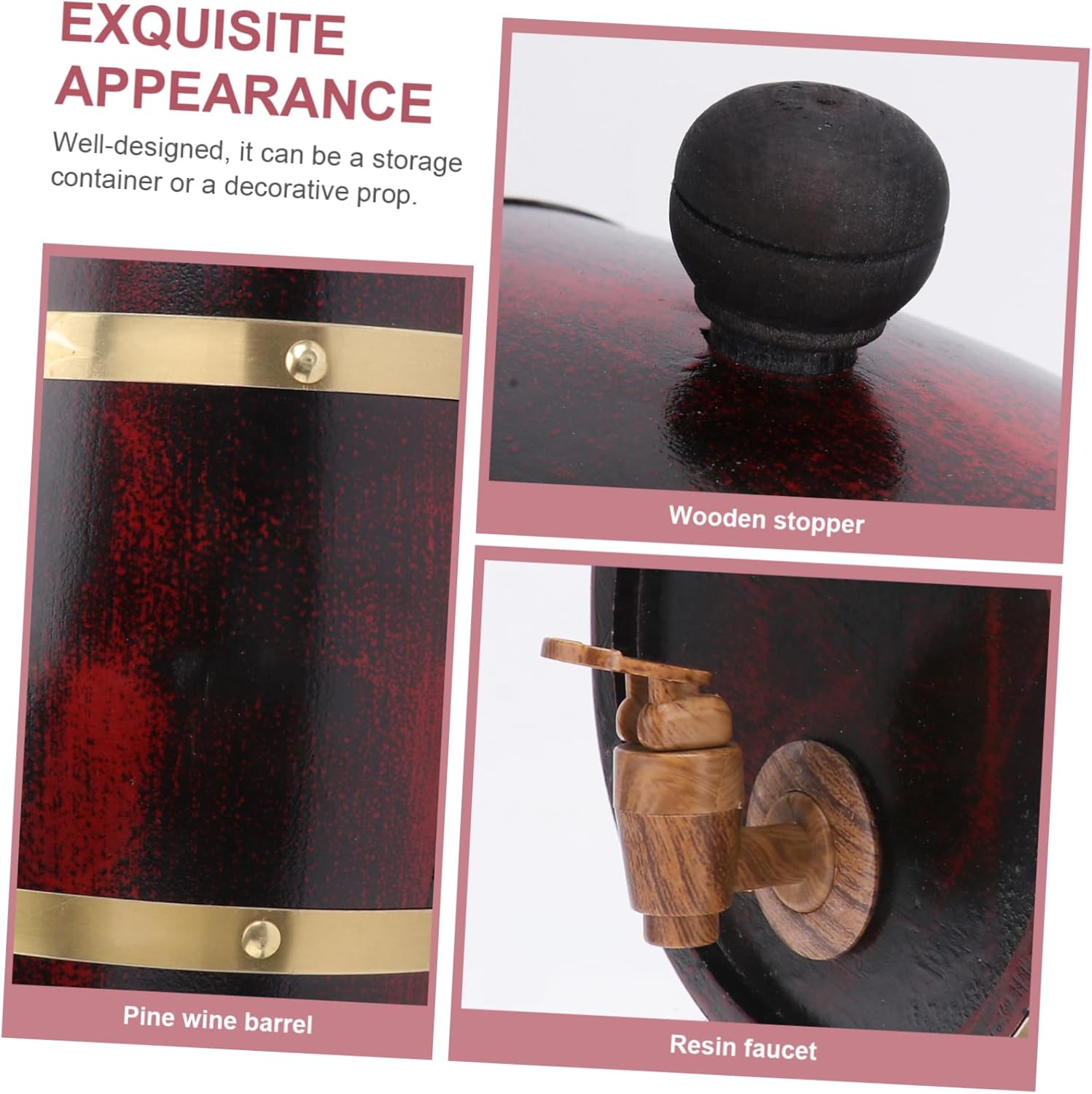 Antique Wooden Beer Cask and Wine Barrel Eco-friendly Material with Curved Base Design for Home Bar Storage and Decoration