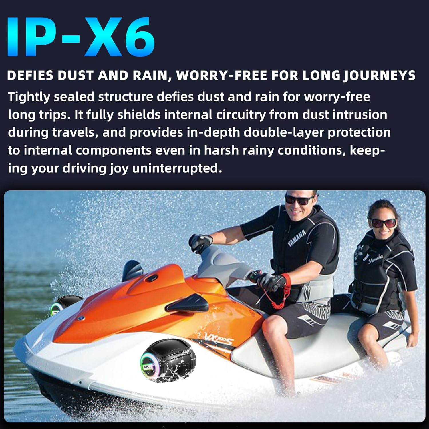 1200W 6.5 Inch Marine Speakers, Built-in Bluetooth & Amplifier, IPX6 Waterproof Powered Subwoofers, RGB Lights, 2-Way, Independent Remote Control, Boats Audio System for ATVs, UTVs, Jeeps, Golf Cart