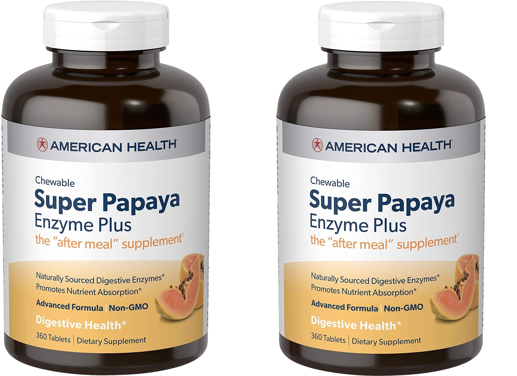 American Health Enzymes Chewable Super Papaya Enzyme Plus 360 Tablets (Pack of 2) 720 Count (Pack of 1)
