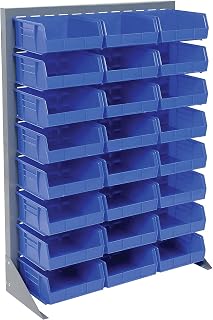 Global Industrial Louvered Bin Rack With (24) Blue Stacking Bins, 35
