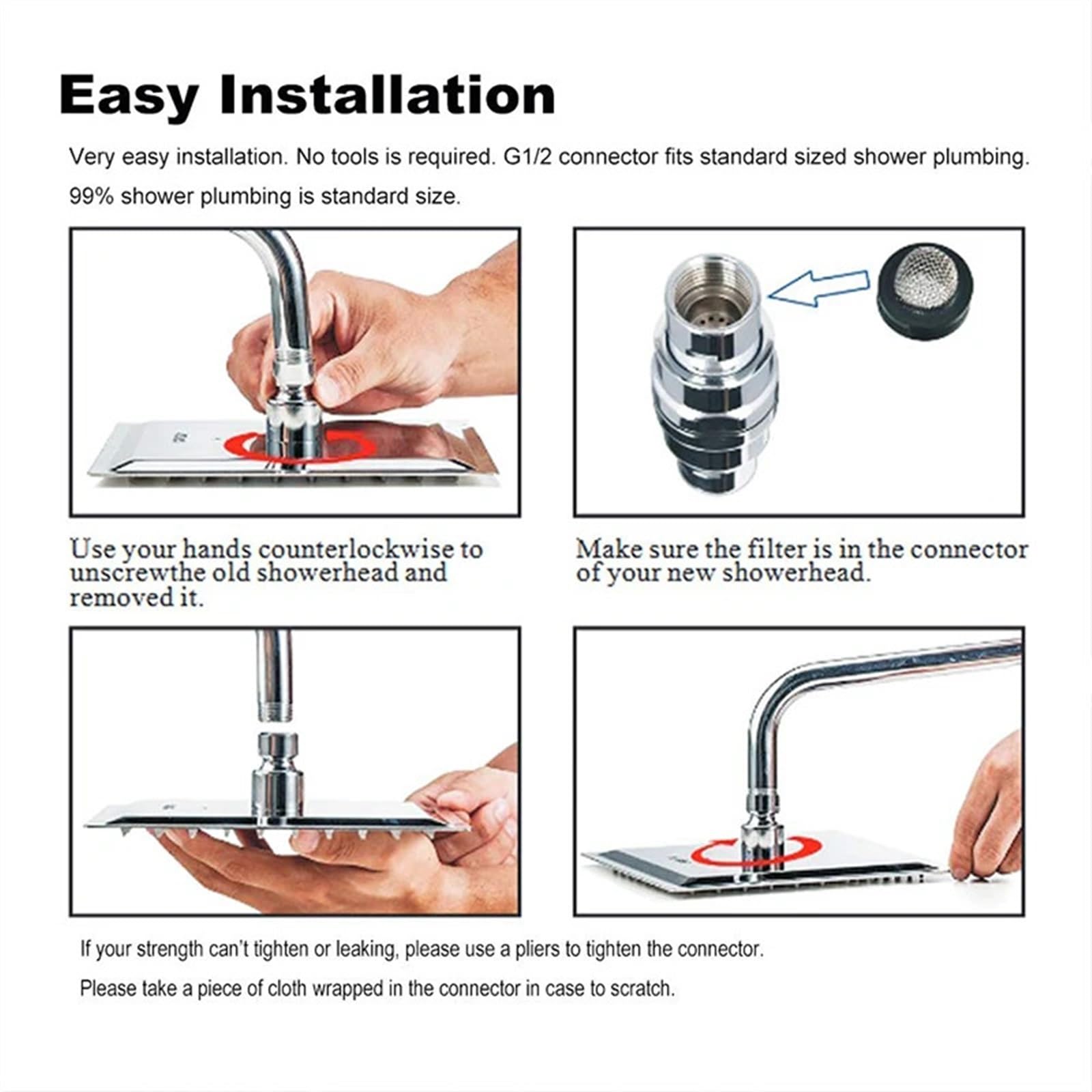 Cabezal De Ducha Cabezal de ducha de baño de 16 pulgadas con efecto lluvia grande, accesorio cuadrado de latón ultrafino.(12 LED Chrome)