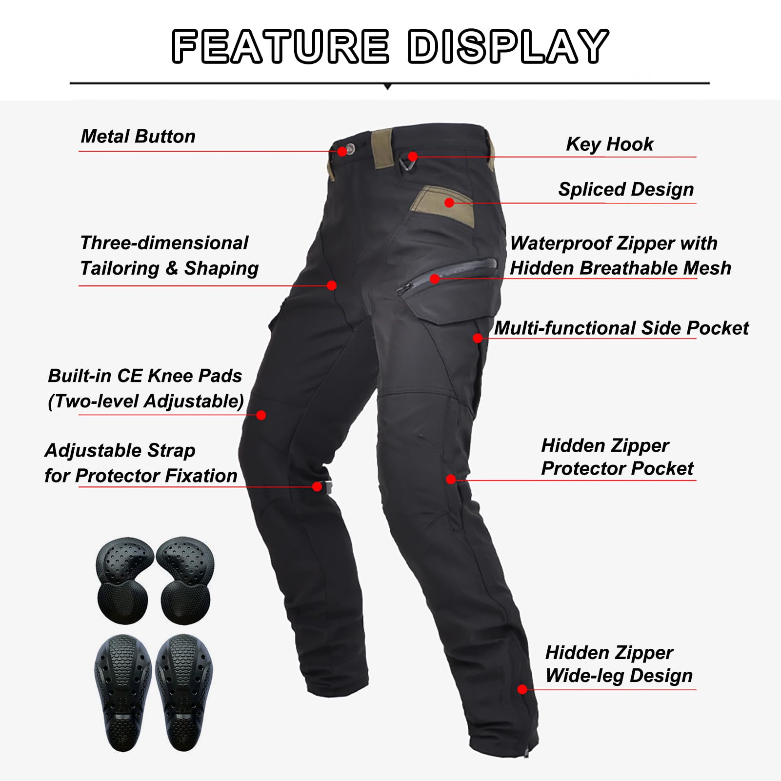 Motorradhose Herren mit Protektoren, Motorrad Jeans Herren, Atmungsaktiv Motorrad Biker Hosen, Motorrad Cargohose mit Abnehmbaren Schutz für alle Jahreszeiten
