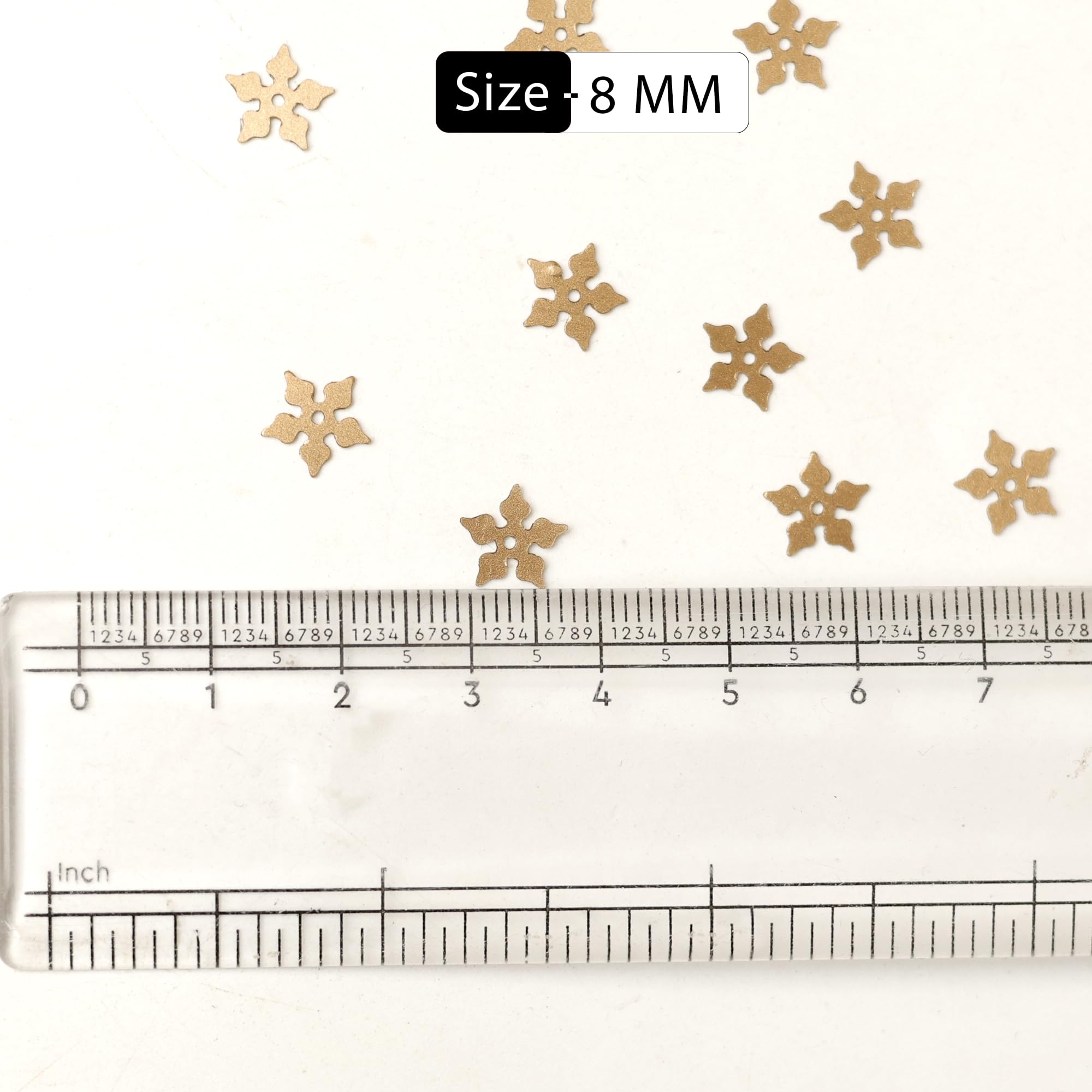 Embroiderymaterial Flower Shape Sequins Sitara for Craft and Embroidery 50gm (Antique Gold, 8MM) 3