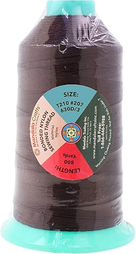 Miniatura 217 de Mandala Crafts Hilos de coser resistentes de nailon consolidado, hilo para tejer jeans de cuero, hilos de tapicería marina al aire libre, Beige