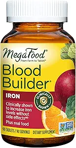 MegaFood Blood Builder Iron Supplement with Vitamin C,B12 & Folic Acid