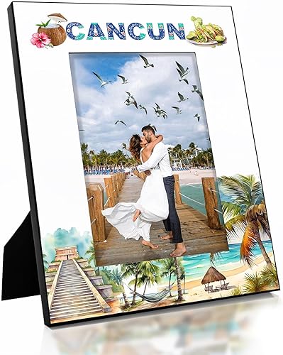 KATE POSH Marco de fotos Cancún, vacaciones familiares en Cancún, México, luna de miel, boda, decoración de playa (5 x 7 - vertical)