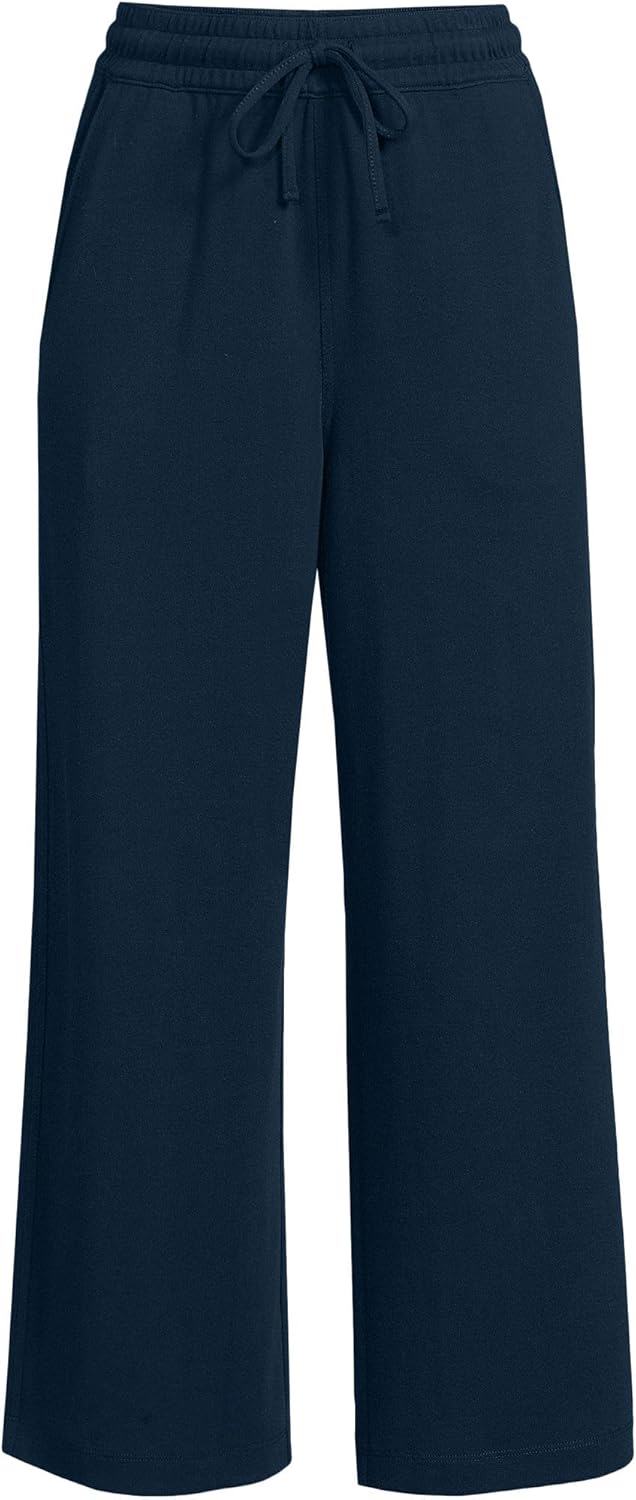 Lands' End Women's Sport Knit Pull On Drawstring Wide Leg Crop Pants - Image 4