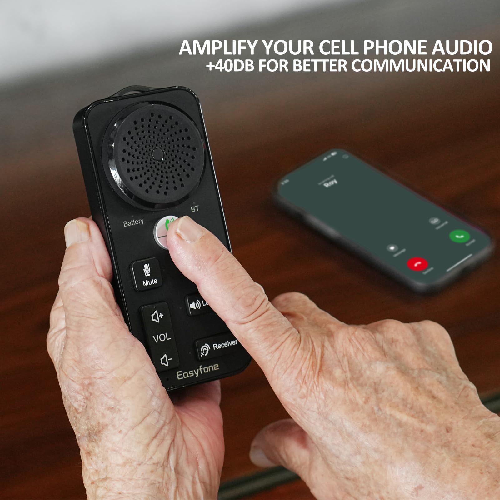 Easyfone iHeard SPK-01 Tragbarer Handy-Sound Verstärker für Senioren, Handy-Lautsprecherverstärker mit Mikrofon, geeignet für Smartphones und iPhones mit geringer Lautstärke