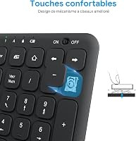 OMOTON Wireless 2.4GHz AZERTY Billentyűzet Numerikus Billentyűzettel PC Windows Számítógéphez Csendes Fekete 6