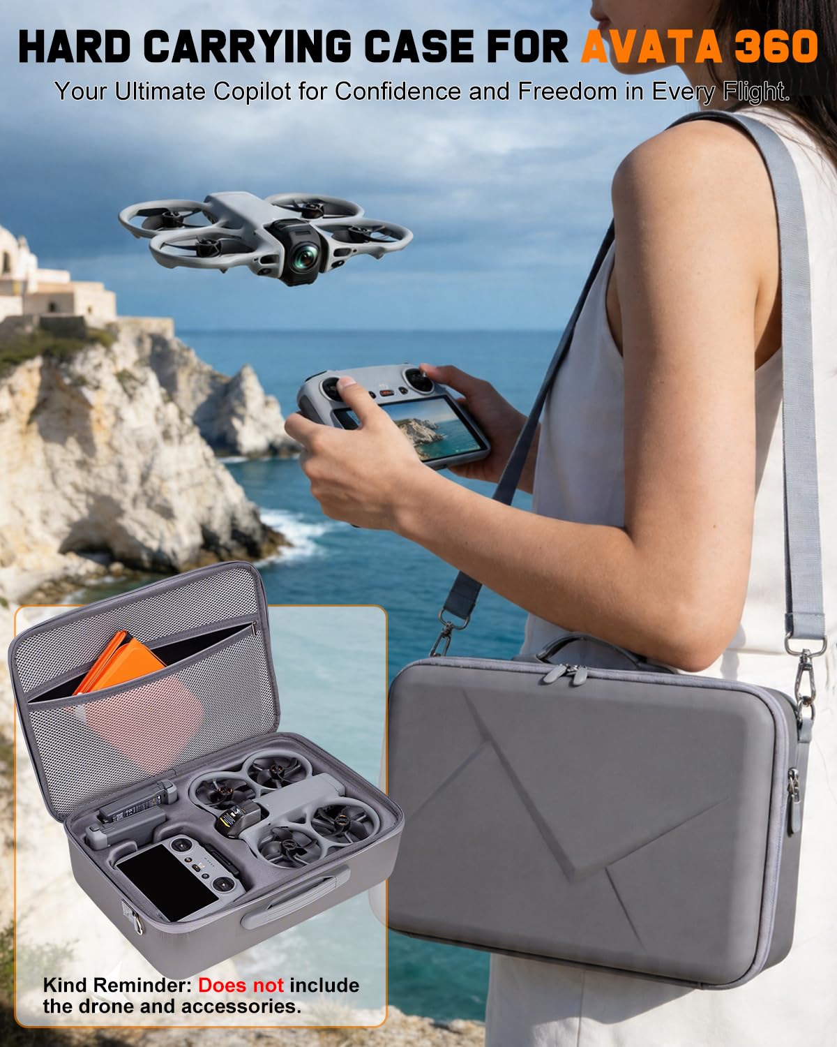 Custodia per DJI Avata 360 Fly More Combo con DJI RC 2 & Charging Hub, custodia rigida per drone e accessori, resistente agli urti, impermeabile