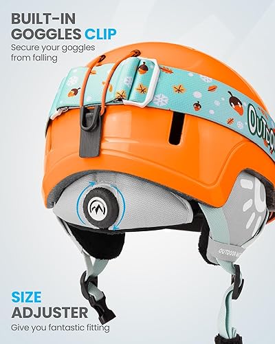 Miniatura 4 de OutdoorMaster Juego de casco y lentes de esquí para niños, casco de snowboard, carcasa de policarbonato duradera y espuma EPS, casco de nieve con 12