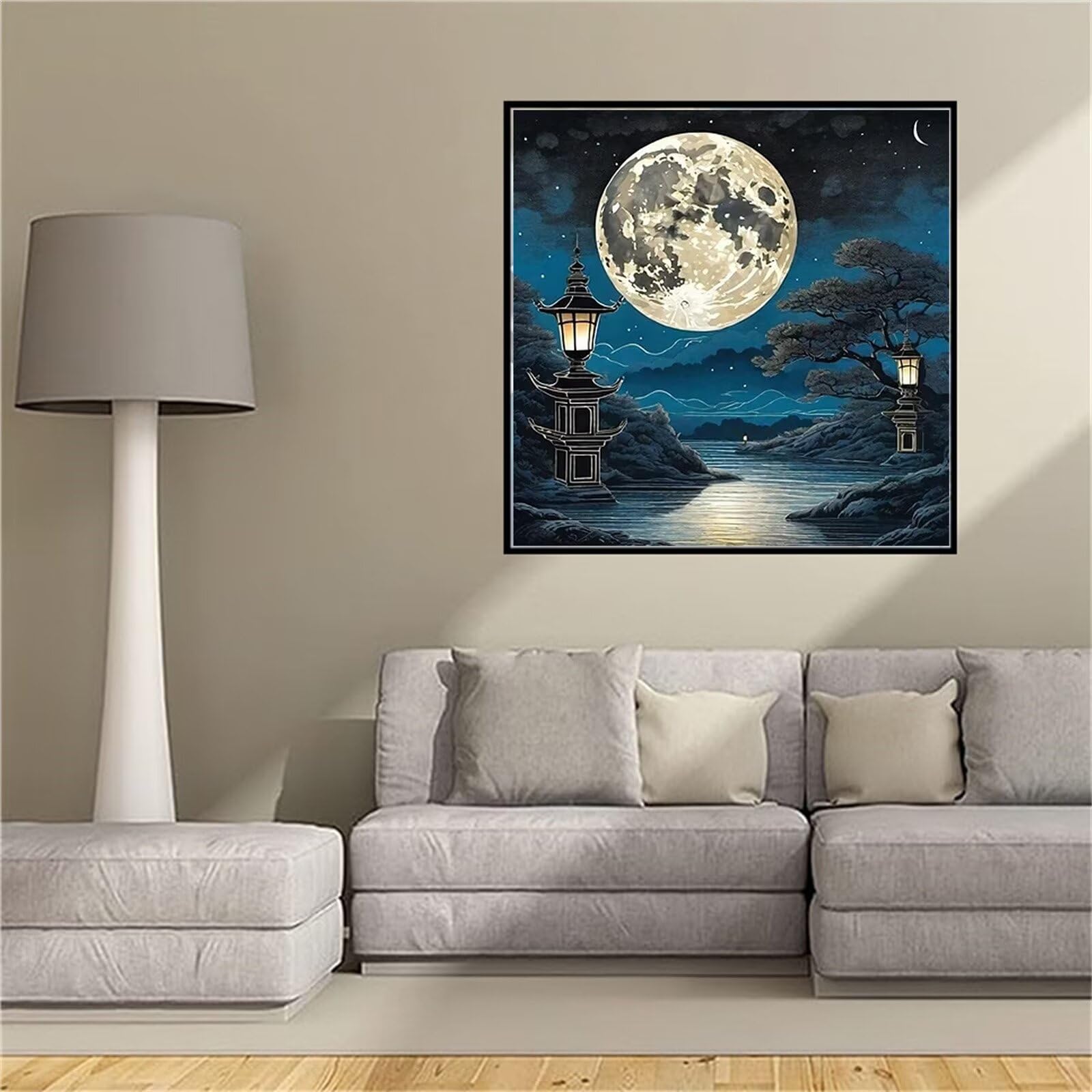Diamond Painting 5D Arbre de lune kit complet avec strass haute brillance pour broderie 100x100