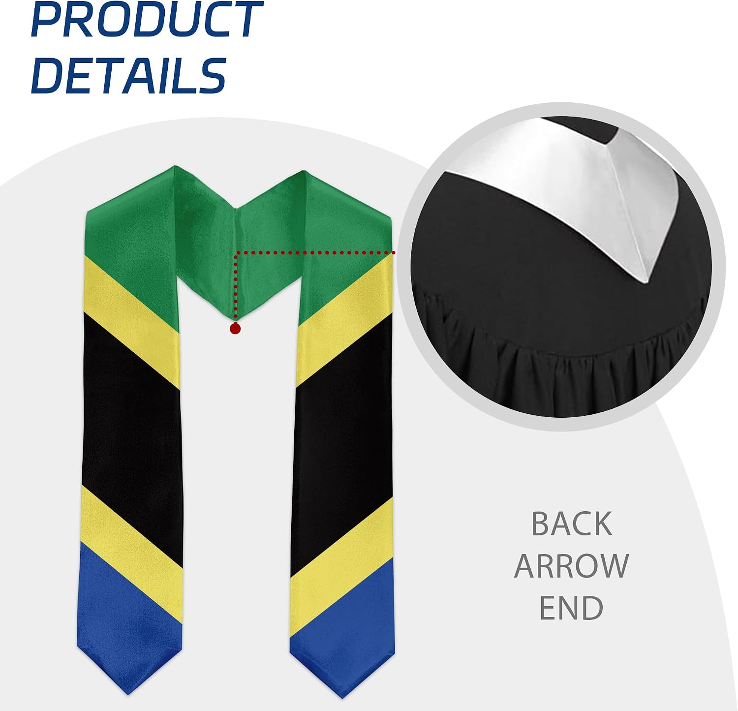 International Graduate Satin Sash Stole with National Flag Design, 72" Graduation Scarf