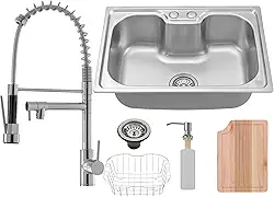 HOLTTER, Kit Cuba Aço Inox com Tábua Torneira Gourmet Flexível Cuba Aço Inox com Acessórios Torneira Gourmet de Bancada ou Parede Flexível Monocomando (Bancada)