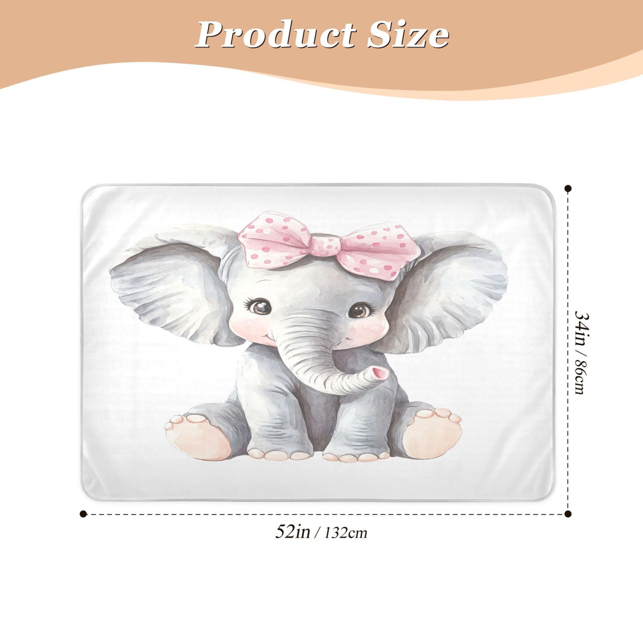Takiito Cute Elephant Bed Pad Reusable Bed Underpad Washable Waterproof Leak-Proof Quick Dry Incontinence Pee Pad for Toddlers Kids Adults Pets 34x52 in