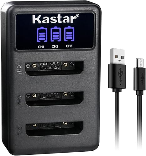 Miniatura 9 de Kastar Paquete de 2 baterías y cargadores LCD triple USB compatibles con Casio Exilim EX-ZS170, Exilim EX-ZS180, Exilim EX-ZS190, Exilim QV-R70,
