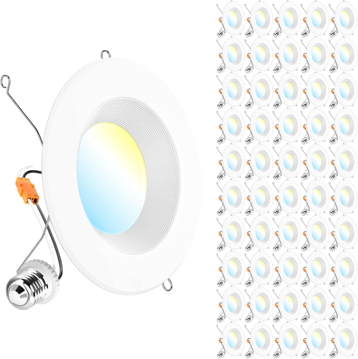 Sunco 50 Pack 6 Inch LED Recessed Light, Retrofit Downlight Can Lights for Ceiling, Baffle Trim, 1050 LM, 13W (75W Equivalent), Selectable CCT 2700K/3000K/3500K/4000K/5000K, Dimmable, Damp Rated UL.