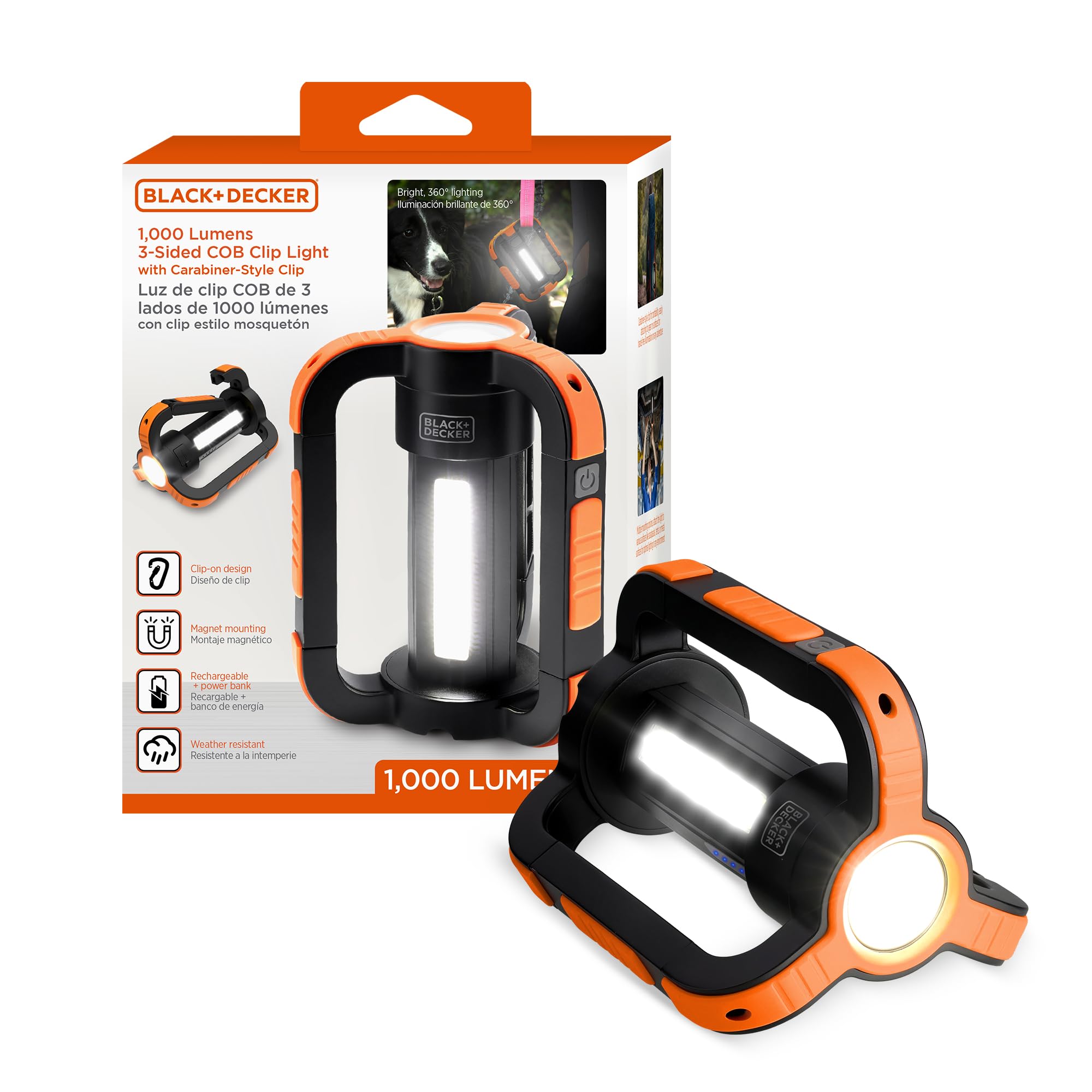 LED Lantern Combo BLACK DECKER Rechargeable LED Flashlight & Lantern - 1000LM, IP65 Waterproof, 8 Modes, Power Bank Led Camping Lantern - View #13