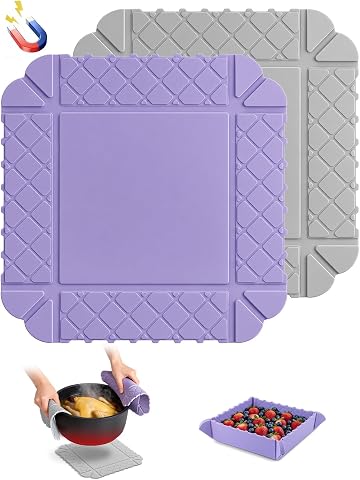 2 Pack Silicone Trivet for Hot Pot Magnetic Heat Resistan...