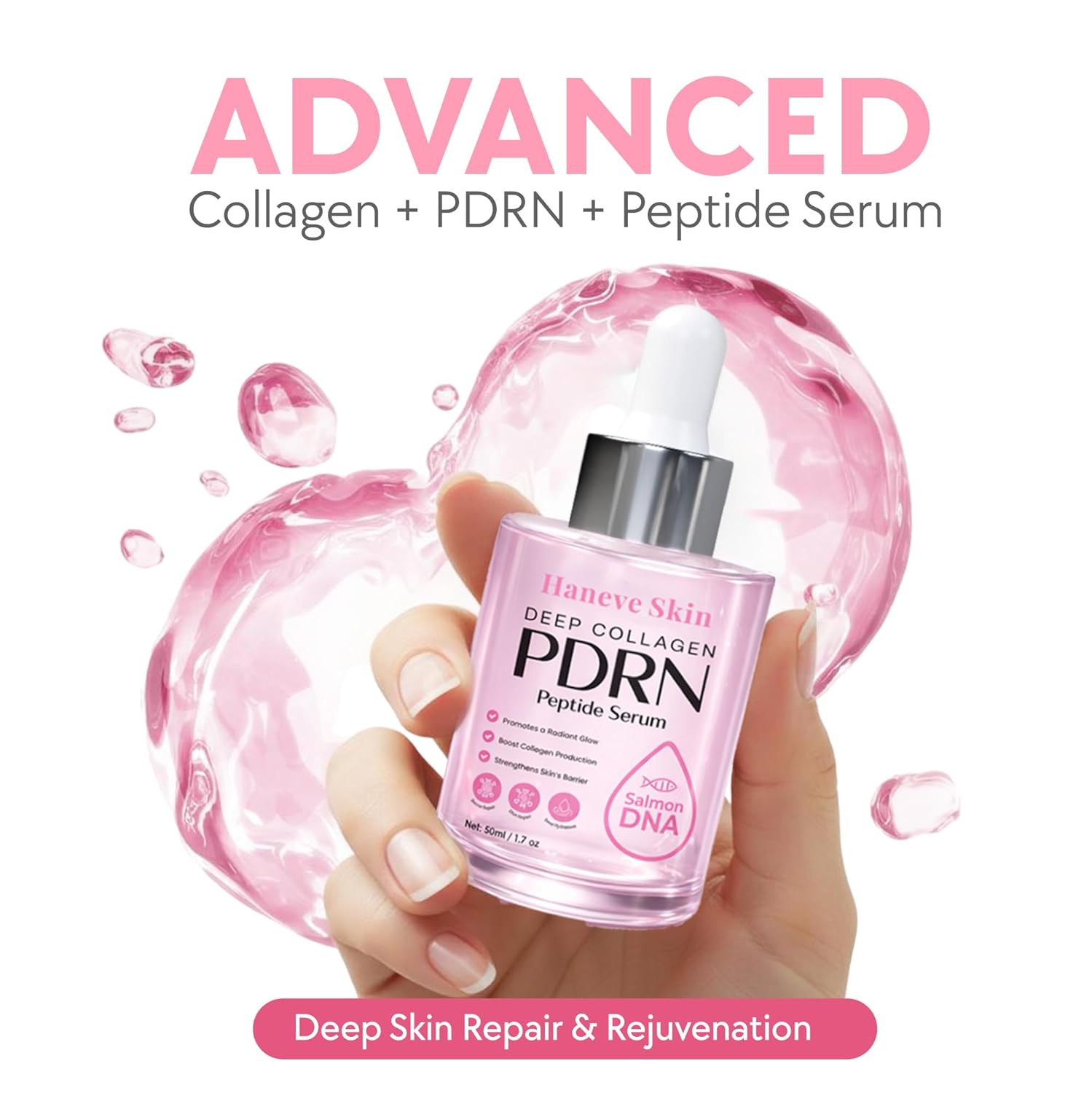 Deep Collagen PDRN Salmon DNA Peptide Serum with Niacinamide – Hydrating Facial Serum with Collagen-Supporting Peptides & Barrier-Strengthening Formula – For Smooth, Radiant, Moisturized Skin – 50ml - Image 2