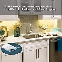 Vista 5 de JUSJUBR Luz LED delgada de 12 pulgadas para debajo del gabinete con función de memoria, barra de luz USB regulable blanca cálida de 3000 K