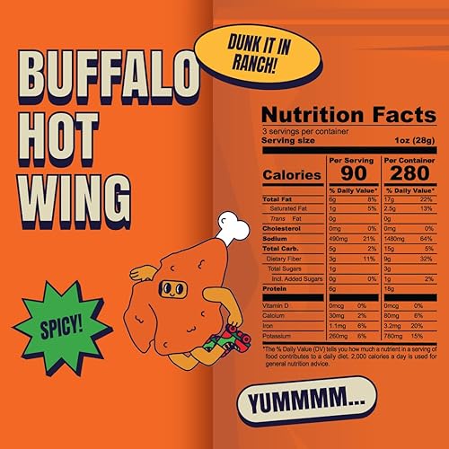 Miniatura 2 de Louisville Vegan Jerky - Buffalo Hot Wing Carne vegana y vegetariana - Cecina para morder los labios - Snacks veganos altos en proteínas sin gluten,