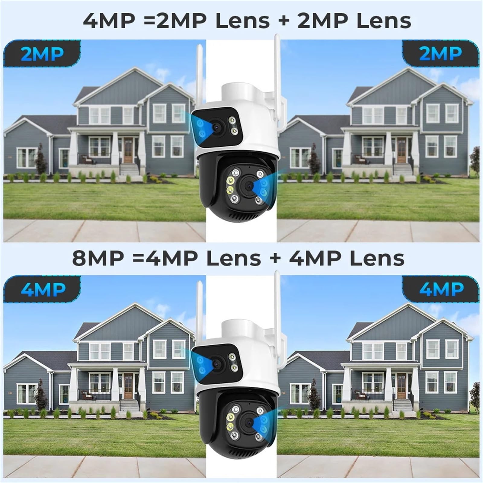 8MP 4MP podwójny obiektyw podwójny ekran kamera wodoodporny kolorowy IR Night Vision automatyczne śledzenie chmury kamery monitorujące Wykrywanie ruchu(4MP NO SD Card)