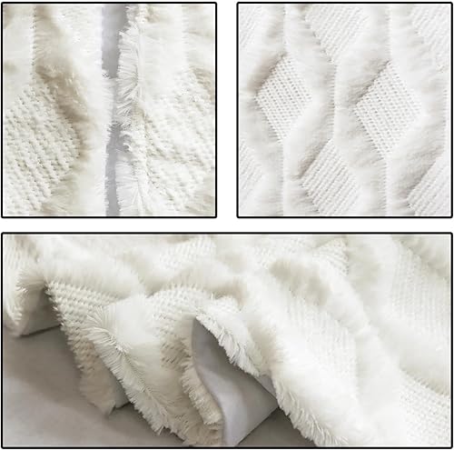 Miniatura 3 de Faldón de árbol de Navidad de piel sintética 36 pulgadas, falda de árbol de Navidad de piel sintética de felpa blanca con patrón texturizado de