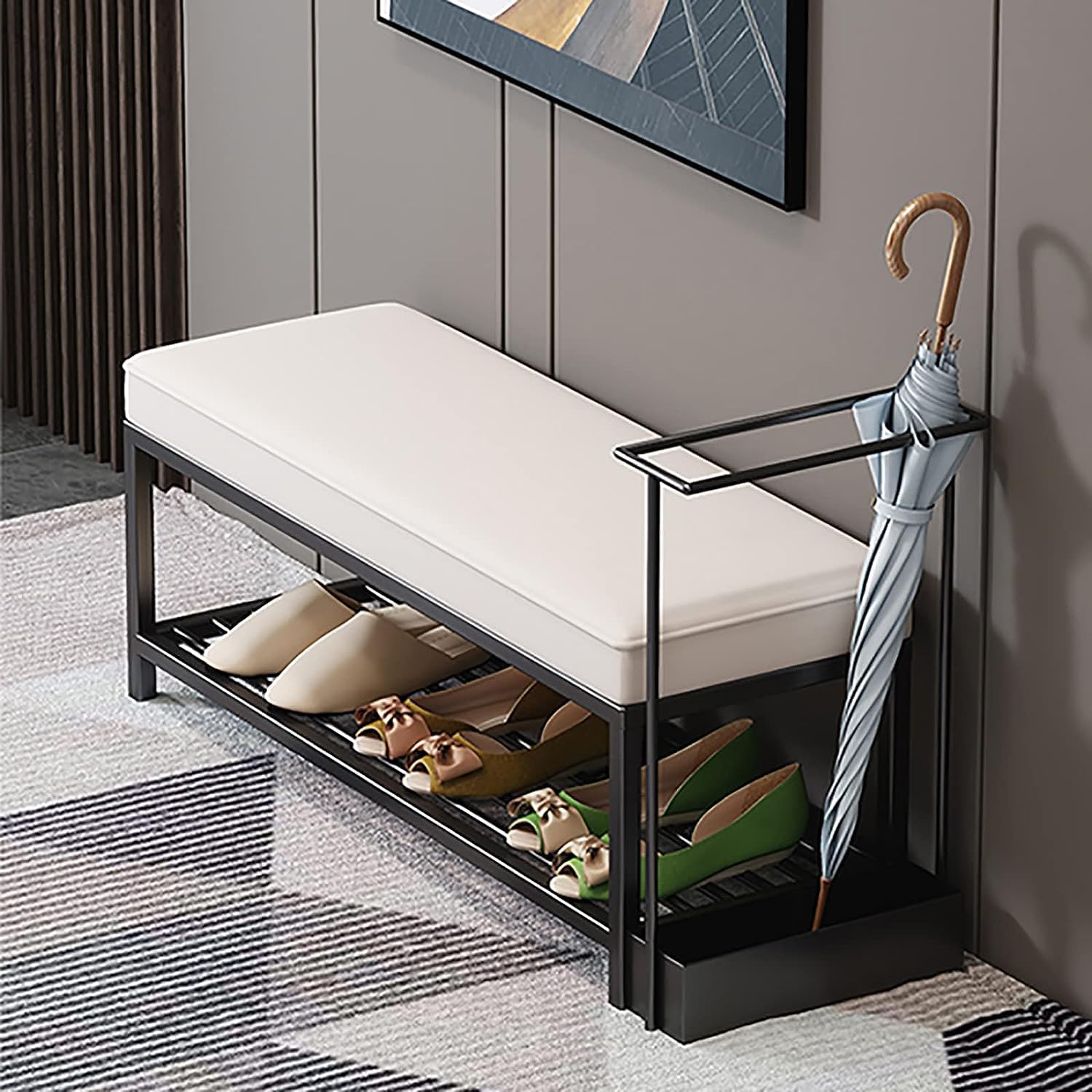 Banc d'entrée avec porte-parapluie pour organiser votre accueil