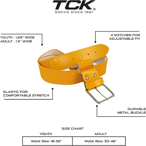 Miniatura 2 de TCK Cinturón de béisbol de sóftbol para jóvenes y adultos