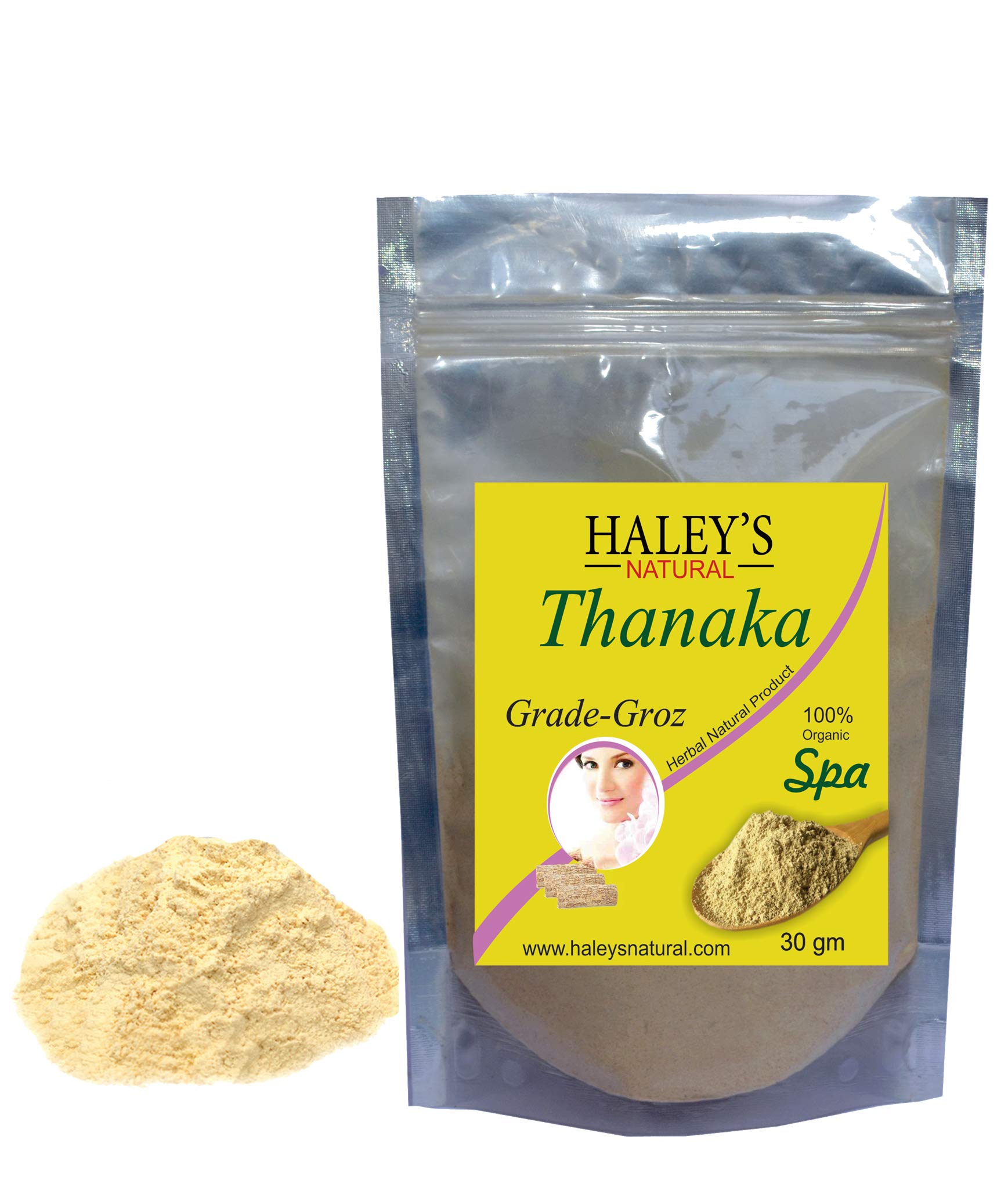 Haley's natural Thanaka Powder For Permanent Hair Removal Anti Acne Aging Whitening, Scrub, Sunscreen, Face Mask 30g