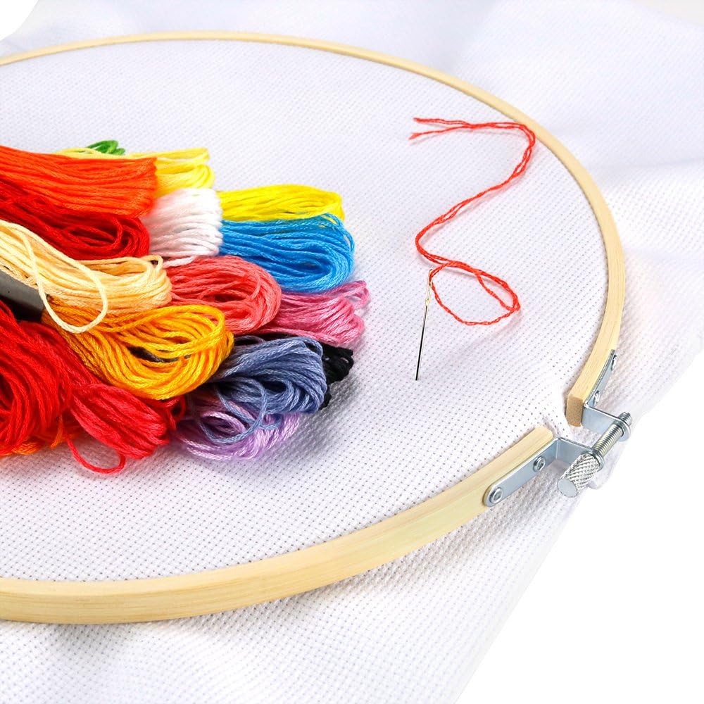 Caydo 12 Pieces 12 Inch Embroidery Hoops Wooden Round Adjustable Circle Cross Stitch Hoop Ring Bulk Wholesale for Art Craft Handy Sewing