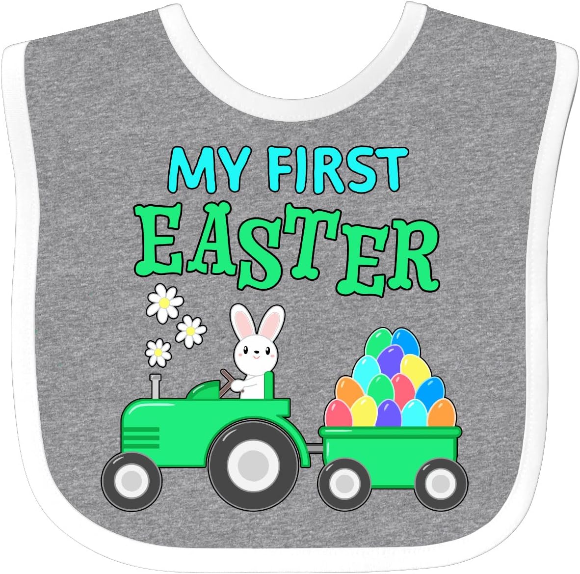 inktastic My First Easter Bunny and Tractor Baby Bib