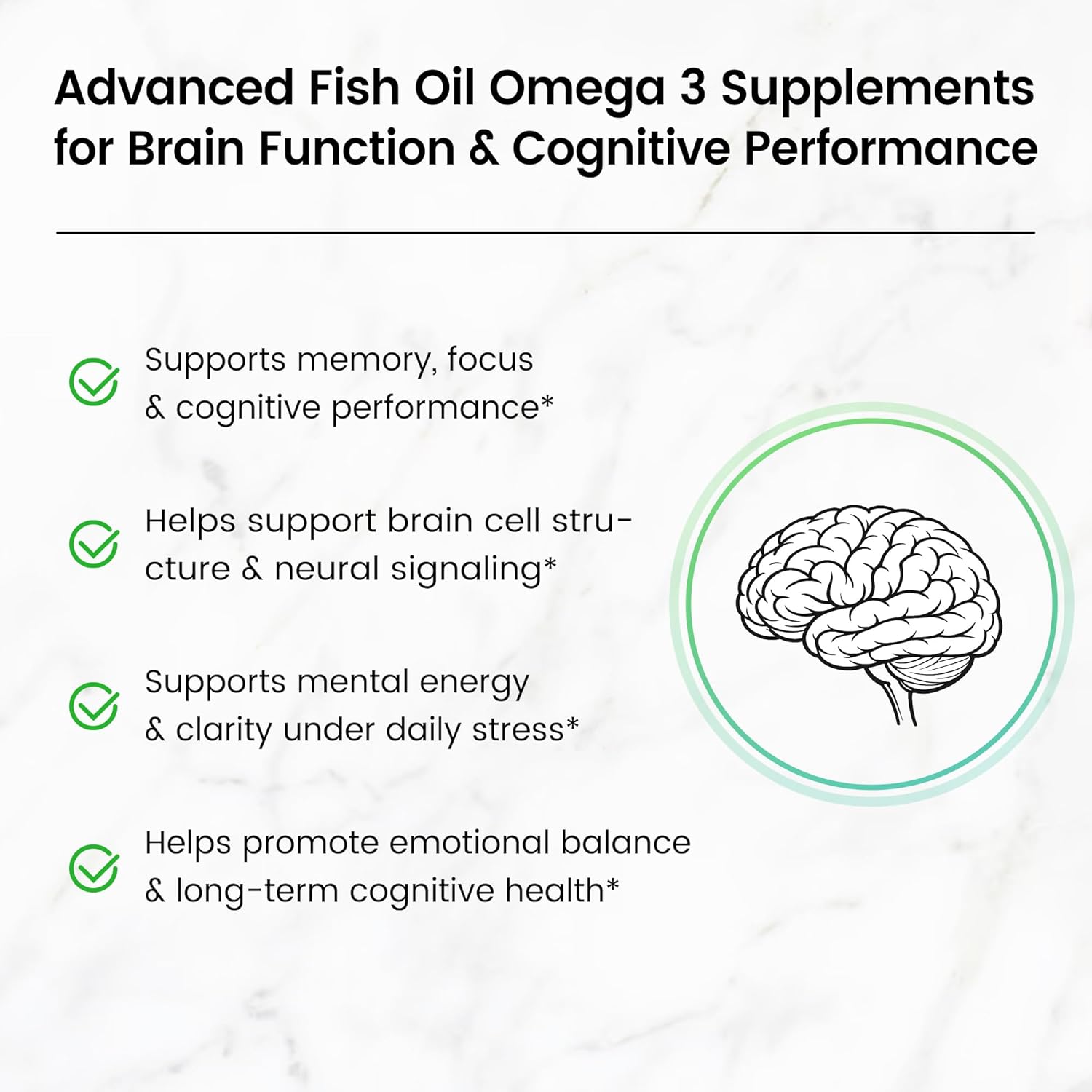 Omega 3 Supplements (1100mg DHA) – Daily DHA Supplement with Phosphatidylserine & Vitamin B6 – Helps Support Daily Clarity for Professionals & Seniors – Lemon Flavor, 300 rTG Softgels