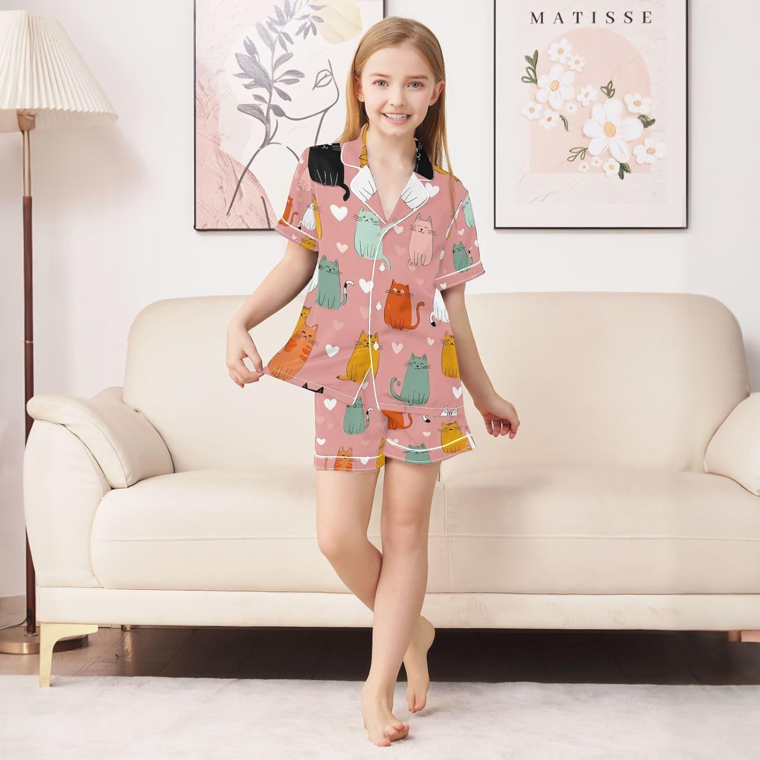 Silk Pajamas Sets Soft Satin 2 Piece Pjs Set Short Sleeve Sleepwear Nightwear