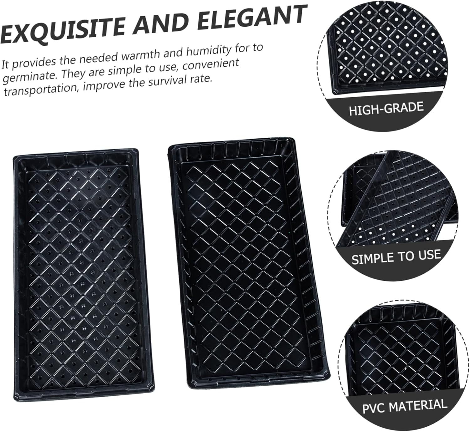 Milisten 5sets Plastic Plant Germination Trays Flat Gardening Breeding Containers for Easy Growth Made from for Indoor and Outdoor Use