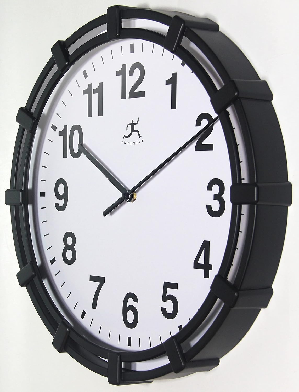 Infinity Instruments Nautical Style 16 Inch Indoor Clock, Easy to Read Wall Clock, Plastic, Battery Operated Wall Clocks for Indoor Decor - Black