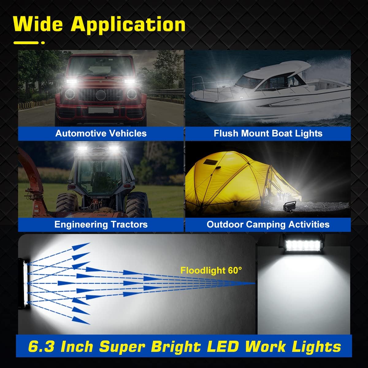 WFPOWER 36W LED Work Light Magnetic Base Mount Portable LED Light Flood for Car SUV Boat Bar Truck Driving Lamp Fog Lights