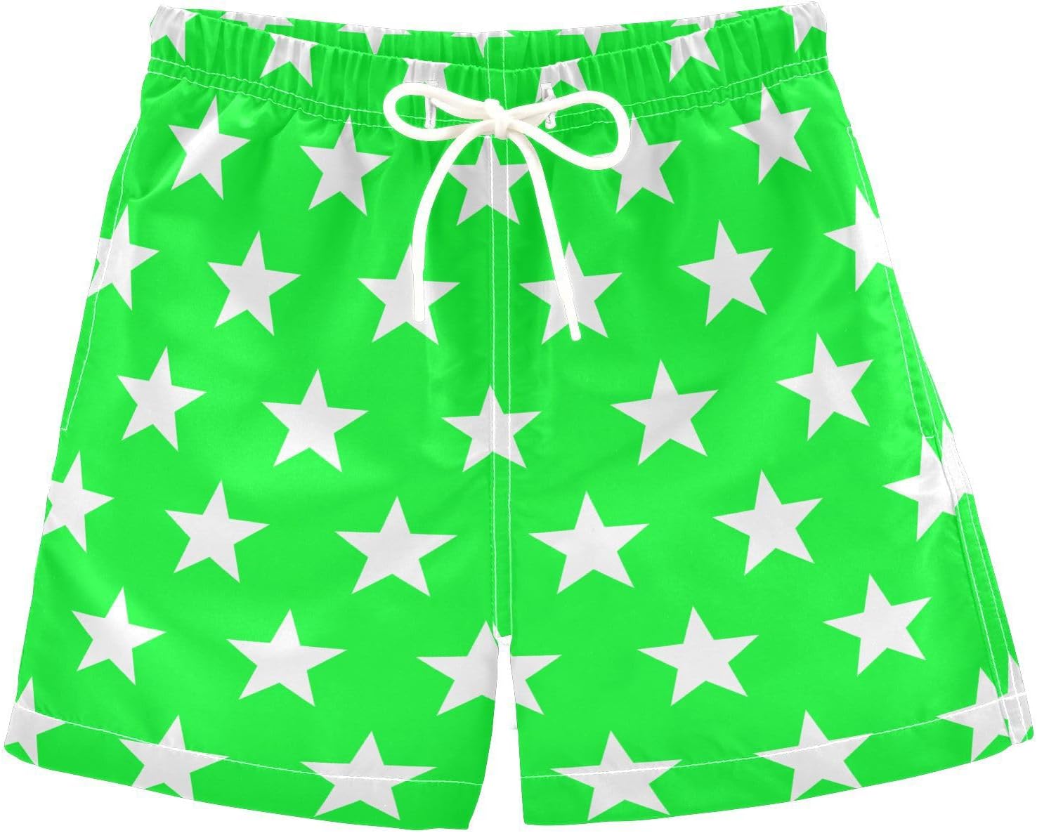 Neon Green Stars Toddler Boys Swim Trunks Quick Dry Swimming Beach Shorts Swimwears 3T