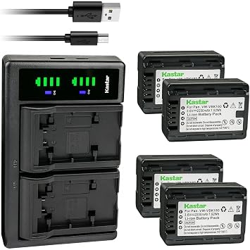 Kastar 4-Pack VW-VBK180 Battery and LTD2 USB Charger Replacement for Panasonic VW-VBK180 VW-VBK360, VW-VBL090 VW-VBL090PPK Battery, Panasonic SDR-T71K, SDR-T76, SDR-T76K, SDR-T95 Camera