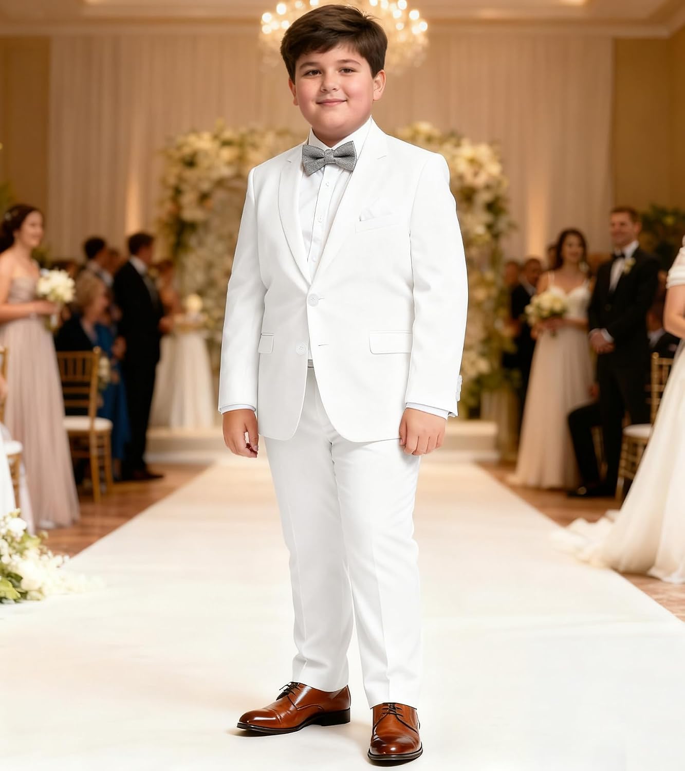 Plus Size Husky Boys Suit Set Kids Tuxedo 2 Piece Youth Formal Outfit Suits for Big Boy