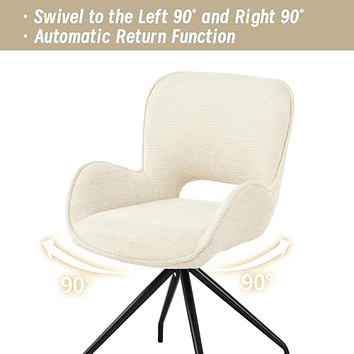 Miniatura 3 de Art Leon Sillas de comedor, juego de 2, sillas de comedor tapizadas de tela, sillas giratorias modernas con patas de metal negro para sala de estar,