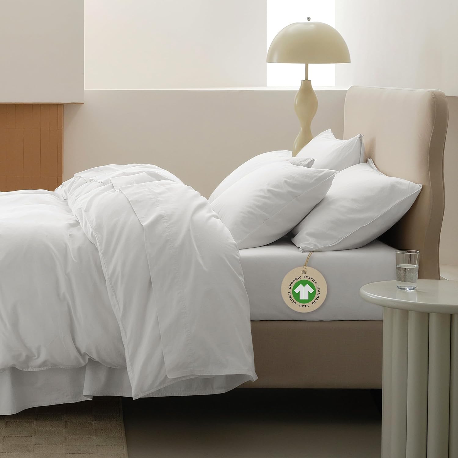 Double Stitch Queen Size Sheet Set 4PCS Soft Breathable Cotton Organic Cotton Queen Sheet Set Luxury 300 TC