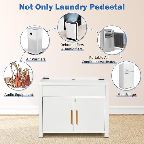 Miniatura 2 de Paquete de 2 pedestales de lavandería, pedestal de lavadora y secadora de capacidad de 700 libras, soporte resistente a prueba de golpes, soporte de